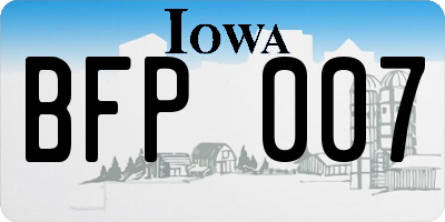 IA license plate BFP007