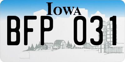 IA license plate BFP031