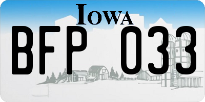 IA license plate BFP033