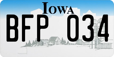 IA license plate BFP034