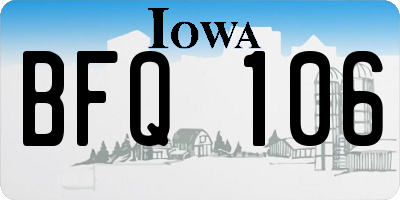 IA license plate BFQ106