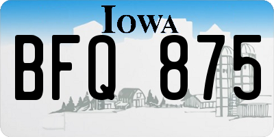 IA license plate BFQ875