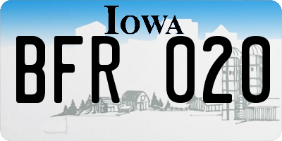 IA license plate BFR020