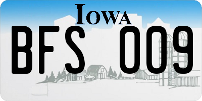 IA license plate BFS009