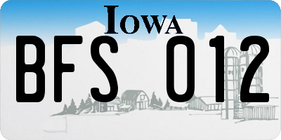 IA license plate BFS012