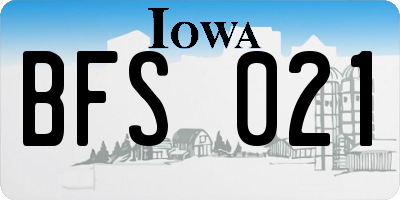IA license plate BFS021
