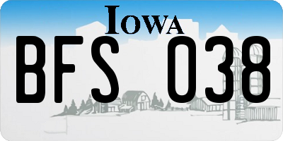 IA license plate BFS038