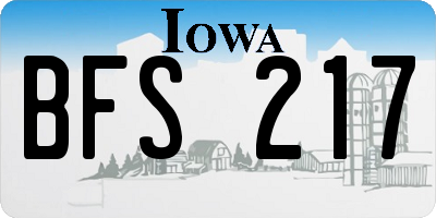 IA license plate BFS217