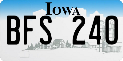 IA license plate BFS240