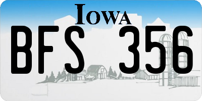 IA license plate BFS356