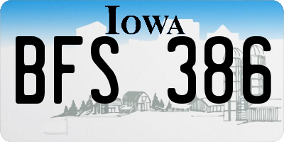 IA license plate BFS386