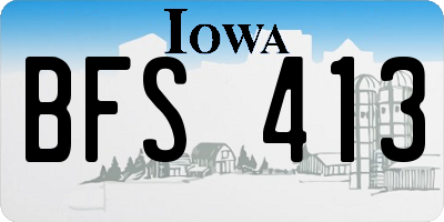 IA license plate BFS413