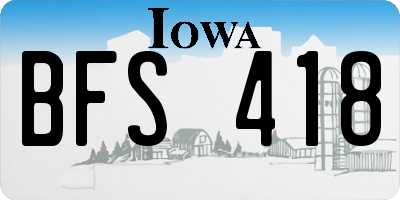 IA license plate BFS418