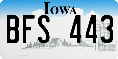 IA license plate BFS443