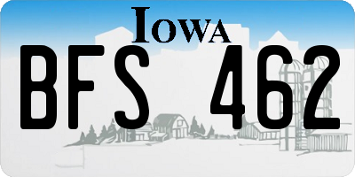 IA license plate BFS462