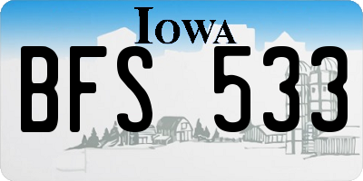 IA license plate BFS533