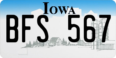 IA license plate BFS567