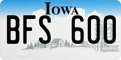 IA license plate BFS600