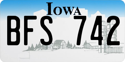 IA license plate BFS742