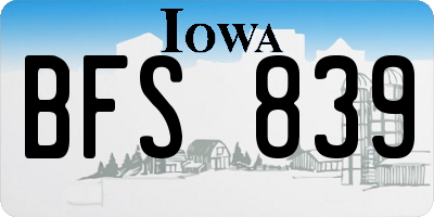 IA license plate BFS839