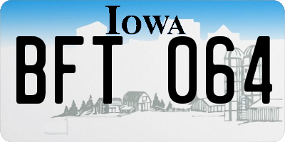 IA license plate BFT064