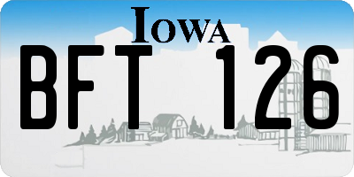 IA license plate BFT126