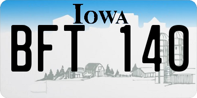 IA license plate BFT140