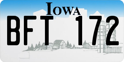 IA license plate BFT172