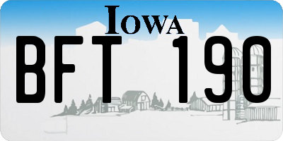 IA license plate BFT190