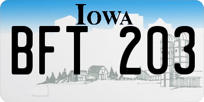 IA license plate BFT203