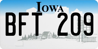 IA license plate BFT209
