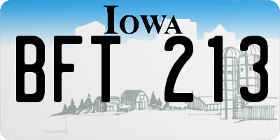 IA license plate BFT213