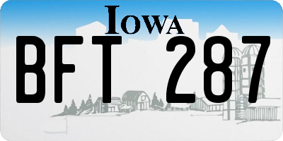 IA license plate BFT287