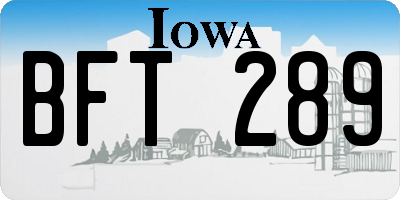IA license plate BFT289