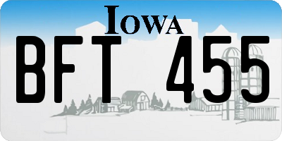 IA license plate BFT455