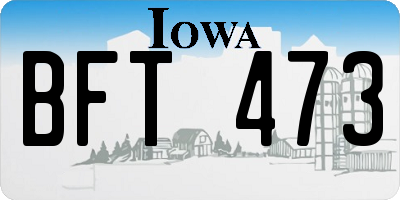IA license plate BFT473