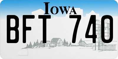 IA license plate BFT740