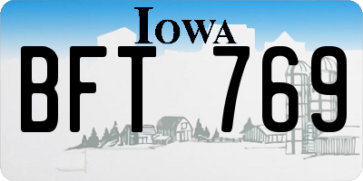 IA license plate BFT769