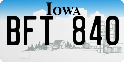 IA license plate BFT840