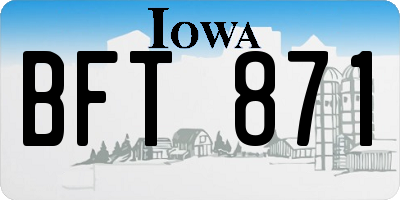 IA license plate BFT871
