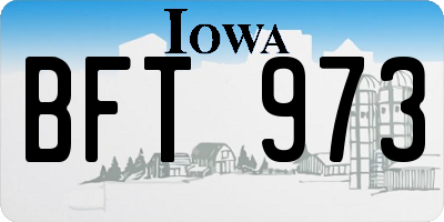 IA license plate BFT973