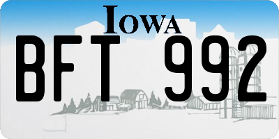 IA license plate BFT992