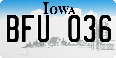 IA license plate BFU036