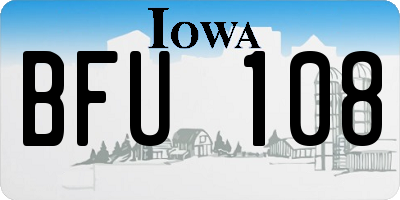 IA license plate BFU108