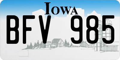 IA license plate BFV985