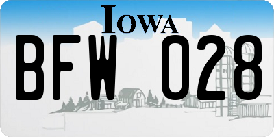 IA license plate BFW028