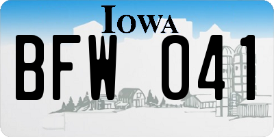 IA license plate BFW041