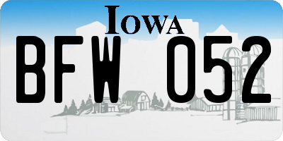 IA license plate BFW052