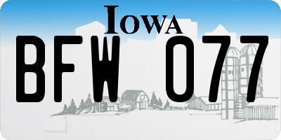 IA license plate BFW077