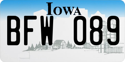 IA license plate BFW089